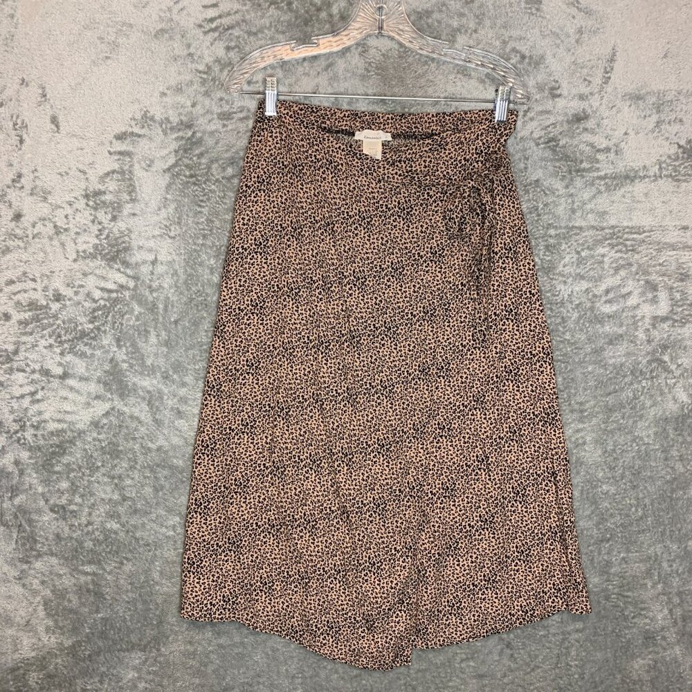 URBAN Romantics Tan and Black Midi Skirt - Animal Print Wrap Style